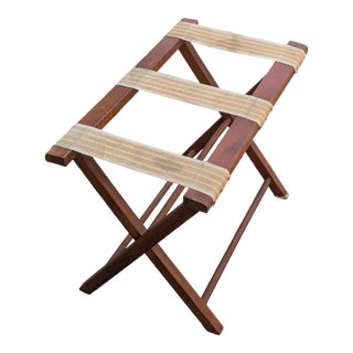 Vintage Wooden Folding Luggage Rack Stand For Sale