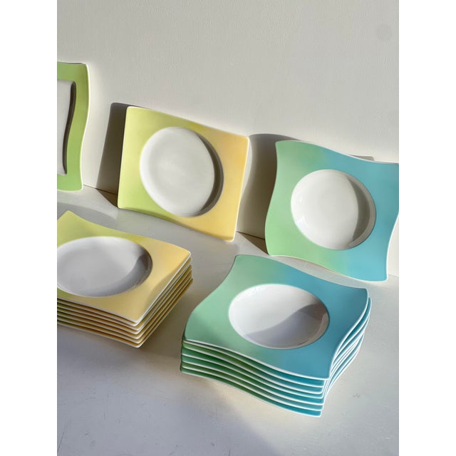 1990s Villeroy & Boch New Wave Lagoon 24 Piece Dinnerware Set Service for 8 For Sale - Image 10 of 18