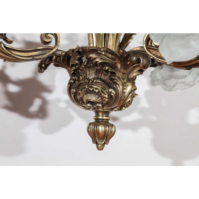 Late 19th Century Late 19th Century French Brass Eight-Arm Chandelier For Sale - Image 5 of 10
