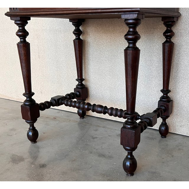 French Nightstands in Solid Carved Oak With Turned Columns, Set of 2 For Sale - Image 11 of 12