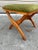 Mid Century X Frame Footstool. Solid wood frame, very sturdy Approximate measures: 16'' wide, 12 3/4 " tall ,