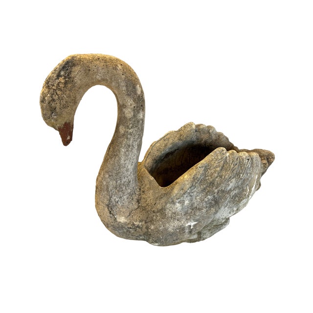 Charcoal Original Mid-Century Concrete Black Garden Swan For Sale - Image 8 of 8