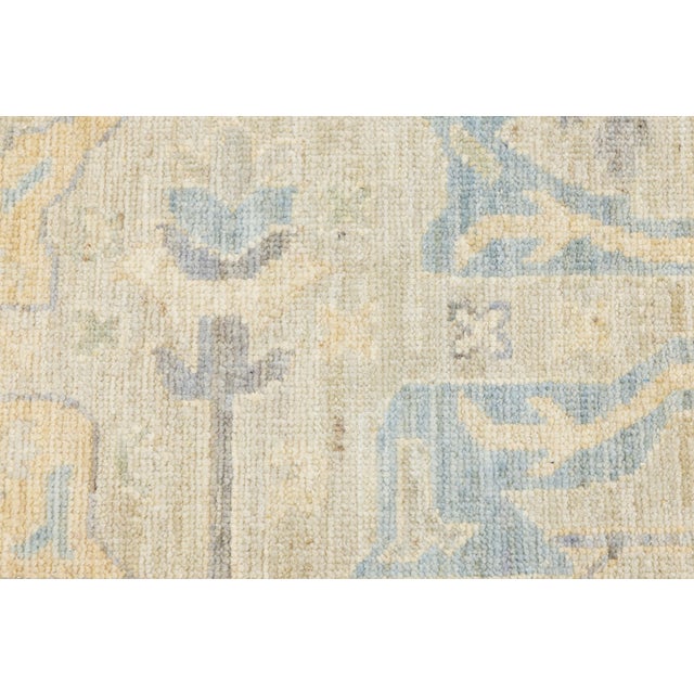 Modern Oushak Style Hand-Knotted Wool Rug in Slate Blue & Ivory Accent Tones For Sale In New York - Image 6 of 12