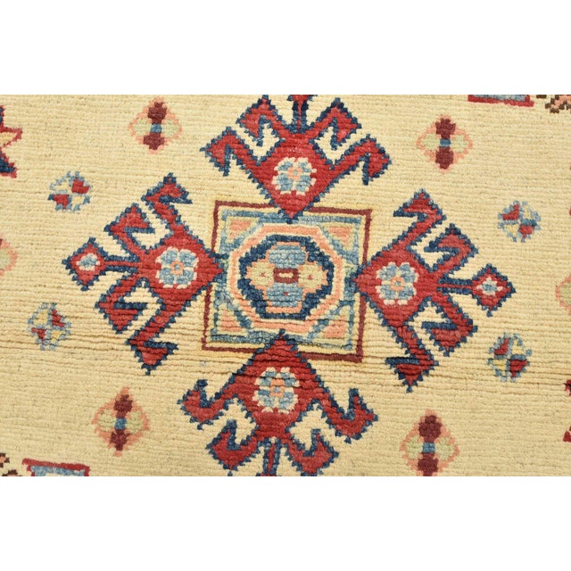 Textile Kazak Rug 3′ X 4’10” Beige Wool Tribal Hand-Knotted Oriental Carpet For Sale - Image 7 of 13