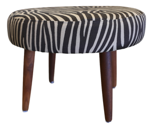 Danish Stool in Teak with Zebra Striped Upholstery, 1960s