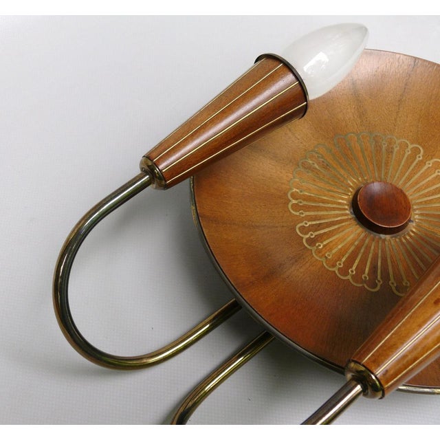 Sunburst Wall Light in Wood & Brass from Temde, 1950s For Sale - Image 17 of 18
