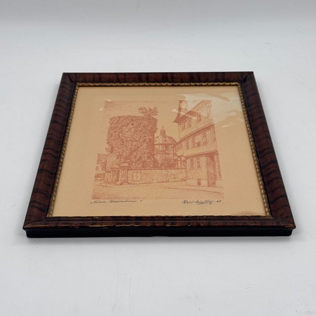 Drawing/Sketching Materials Vintage 1948 Fulda Germany Hexenturm Witches Tower Sepia Print For Sale - Image 7 of 10