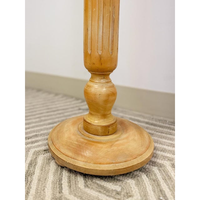 Wood Italian Style Pickled Pine Pedestal Rustic Antique Farmhouse Plant Stand For Sale - Image 7 of 9