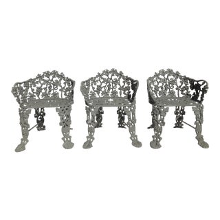 19th Century Victorian Cast Iron Garden Chairs - Set of 3 For Sale
