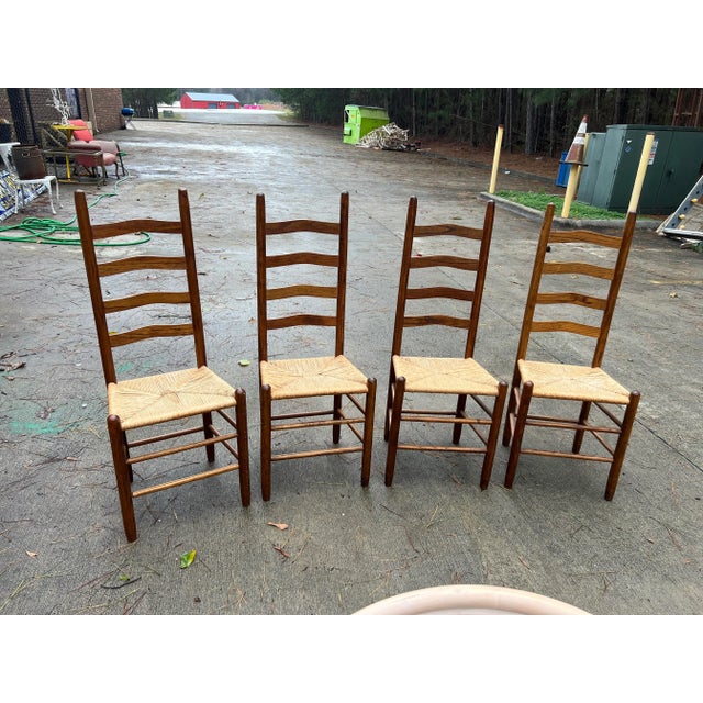 1970s Vintage Collection of Ladder-Back Chairs- Set of 4 For Sale - Image 12 of 12