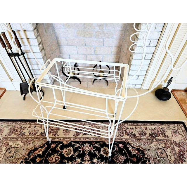 MCM Retro Weinberg Style Pony Bar Cart Tray on Swivel Wheels For Sale - Image 9 of 12