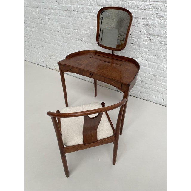 Brigitta set from the 60s designed by Carl Malmsten and Yngve Ekström for Bodafors consisting of an elm dressing table...
