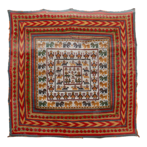 Framed Antique Figural Ceremonial Textile