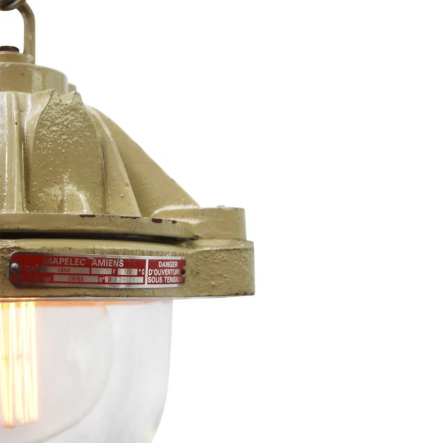 1960s Vintage Industrial French Cast Iron Pendant Lamp by Mapelec Amiens, 1966 For Sale - Image 5 of 6