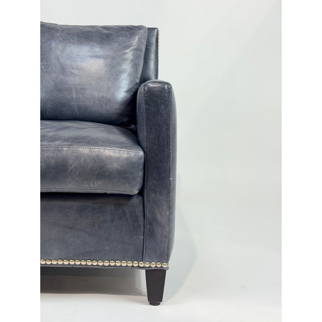 Lillian August Lillian August Gray Leather Club Chair With Nailhead Detail For Sale - Image 4 of 9