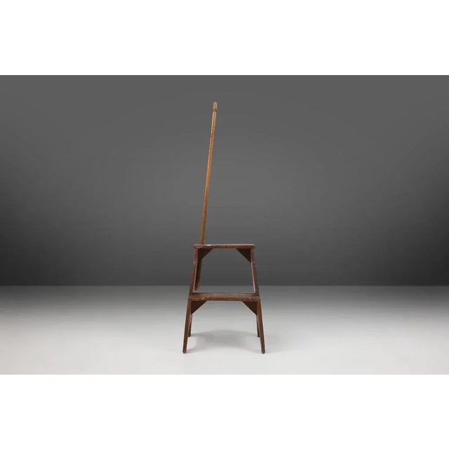 This beautiful vintage industrial wooden stepladder with a stick for support is a perfect addition to any interior. with...