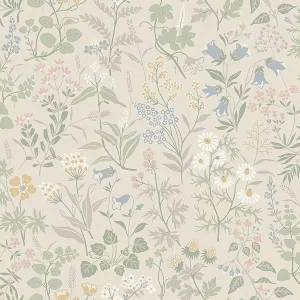 Sample - Boråstapeter Flora Wallpaper in Sand