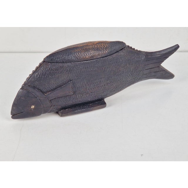 Vintage African Fish in Hand Carved Ebony Wood, 1950s For Sale - Image 12 of 13
