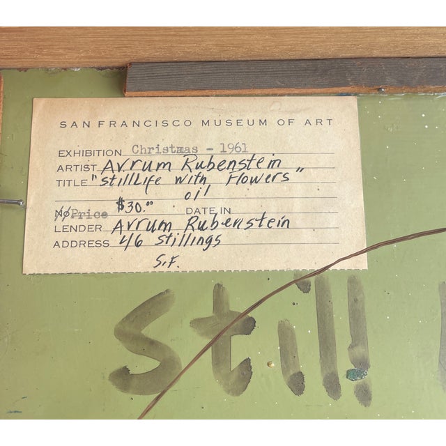 Framed Still Life Painting by Avrum Rubinstein Circa 1961 For Sale In San Francisco - Image 6 of 7