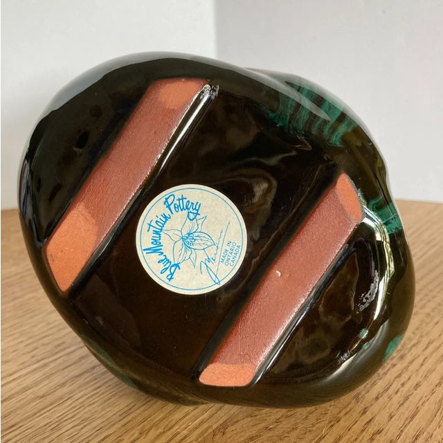 Vintage MCM Blue Mountain Canada Pottery Swan Black Planter For Sale - Image 4 of 6