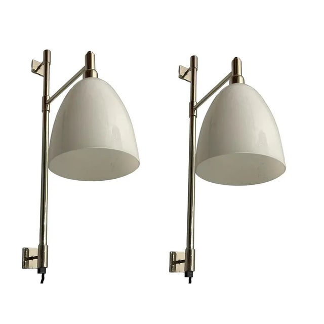 Large Opaline Glass Chrome Sconces, 1970s, Set of 2 For Sale - Image 7 of 7