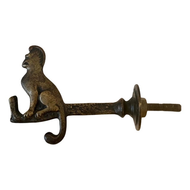 Solid Brass Door Coat Hook with Monkey For Sale