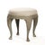 The Leo Stool from Zentique is a French country accent stool with a round natural linen seat on a distressed olive green...