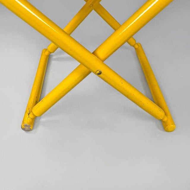 Italian Postmodern Folding Tub Chair in Yellow Wood and Beige Fabric, 1980s For Sale - Image 18 of 18