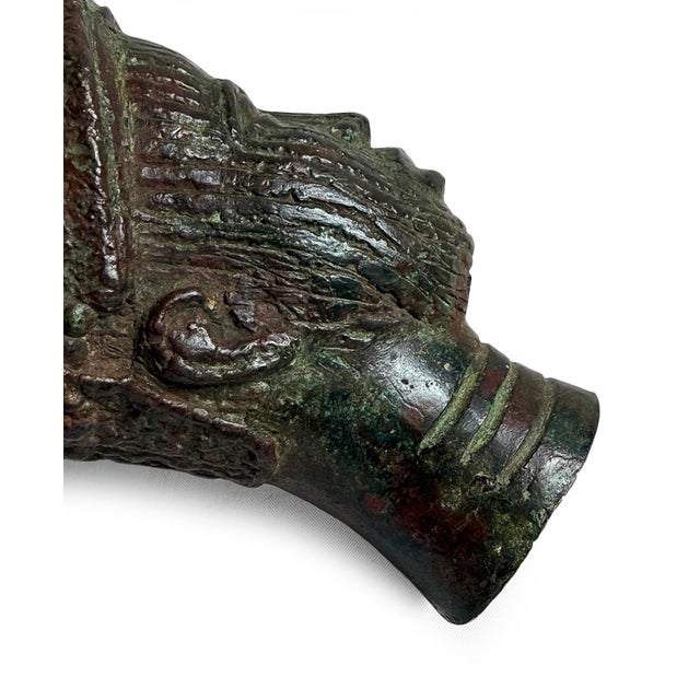 Bronze Antique Old Bronze Nigeria African Edo Ife Head Sculpture For Sale - Image 8 of 8