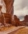 Desert landscape photograph of Canyon de Chelly and Anasazi Indian villages built between 350 and 1300 A.D. After 1100 the...