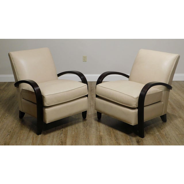 Mccreary Modern Room Board Art Deco Style Pair Leather Lounge Chairs A Chairish