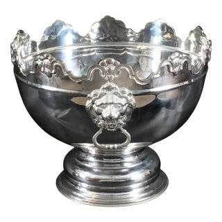 Large Vintage Silver Plate Monteith Punch Bowl, 1980s For Sale