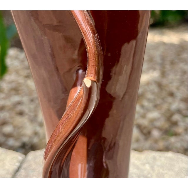 1950s Mid-Century Roseville Mayfair Brown Art Pottery Vase 1004-9 For Sale - Image 5 of 10