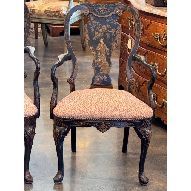 Wood Pair of 1920s Chinoiserie Armchairs With Painted Decoration For Sale - Image 7 of 16