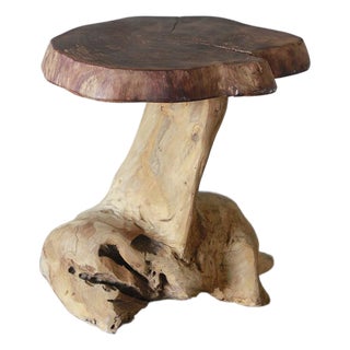Late 20th Century Natural Tree Stump Side Table Made From Solid Cedar Roots. For Sale