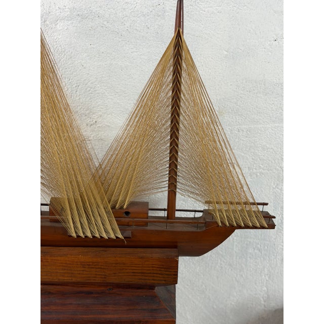 1960s Vintage Hand Made Sailboat Model For Sale - Image 5 of 10