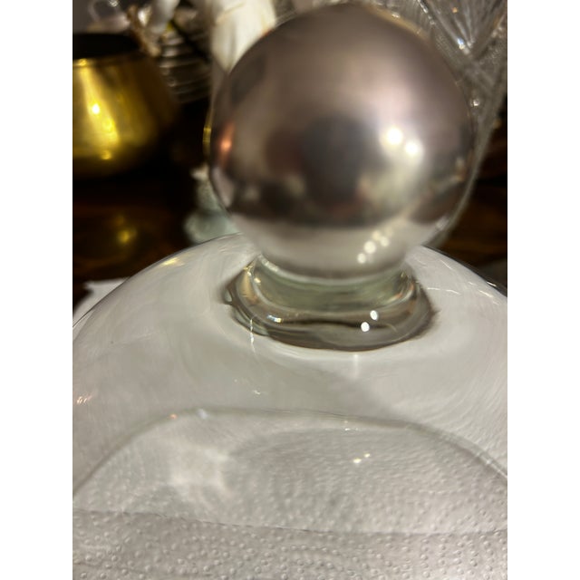 Mid-Century Modern Mid Century Vintage Glass Cloche With Silver Toned Knob For Sale - Image 3 of 3