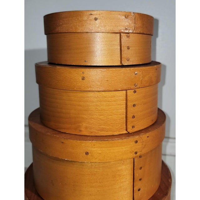 Late 19Thc Shaker pantry boxes in fine condition and all matching stack.This matching stack of four boxes are in great...
