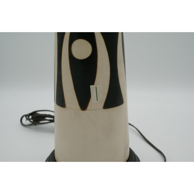 Late 20th Century Black & Ivory Geometric Chulucanas Pottery Lamp – Handcrafted Peruvian Art- Tall Inca Style For Sale - Image 4 of 7