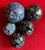 Modernist 20th century sculpture of five experimental glazed pottery moon balls. These may be arranged in various...