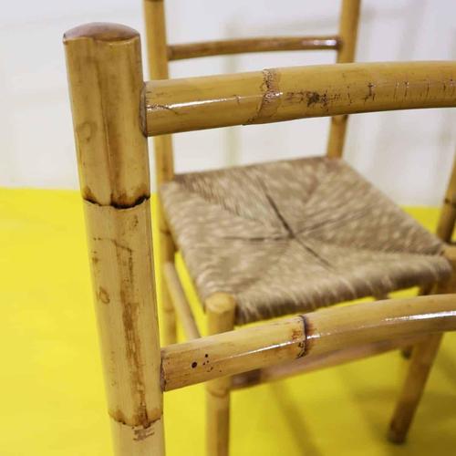 Bamboo Chairs with Woven Straw Seats, Set of 6 For Sale - Image 4 of 9