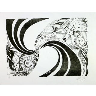 Modern Black and White Abstract Spiral For Sale