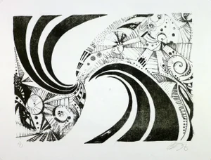 Modern Black and White Abstract Spiral