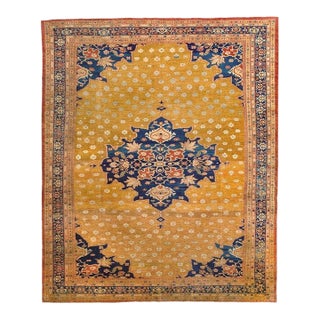 19th Century Zabihi Collection Yellow Ziegler Mahal Rug - 10'6" x 12'4" For Sale