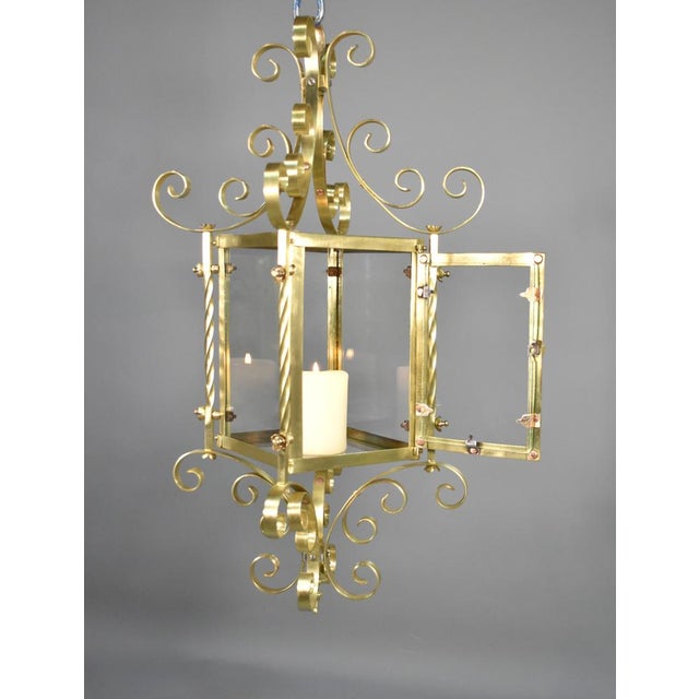 Large French Brass Lantern, 1920s For Sale - Image 15 of 18