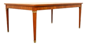 1980s Baker Furniture French Regency Louis XVI Inlaid Cherry Wood Extension Dining Table, Newly Refinished