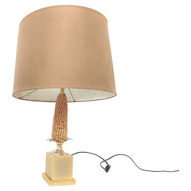 Brown Vintage French Corn Table Lamp, 1970s For Sale - Image 8 of 8