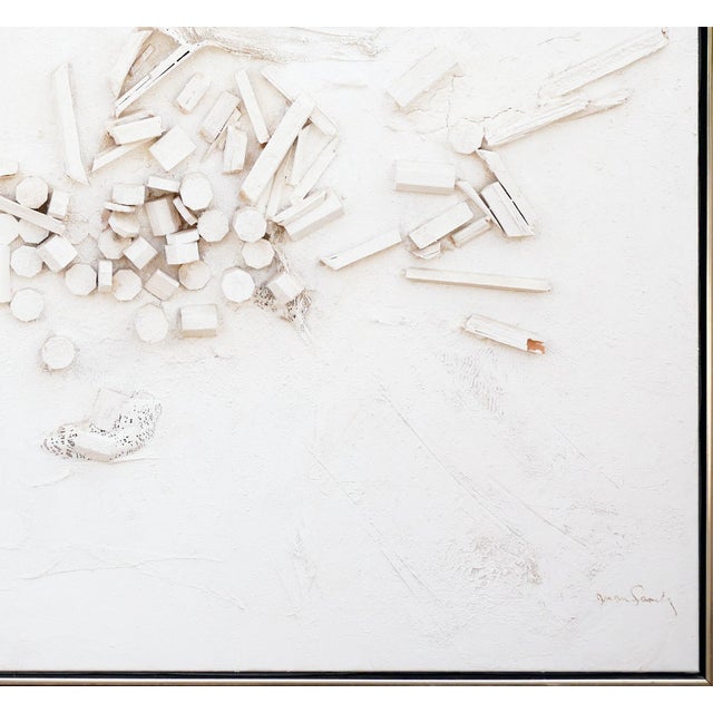 Juan Sanchez-Juarez Modern Abstract Monochromatic White Assemblage Construction Sculpture on Canvas, Late 20th Century For Sale - Image 9 of 12