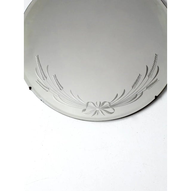 White Antique Round Etched Mirror For Sale - Image 8 of 13