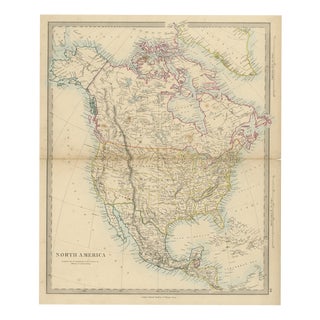 Antique Map of North America with Russian America and West Georgia, 1858 For Sale